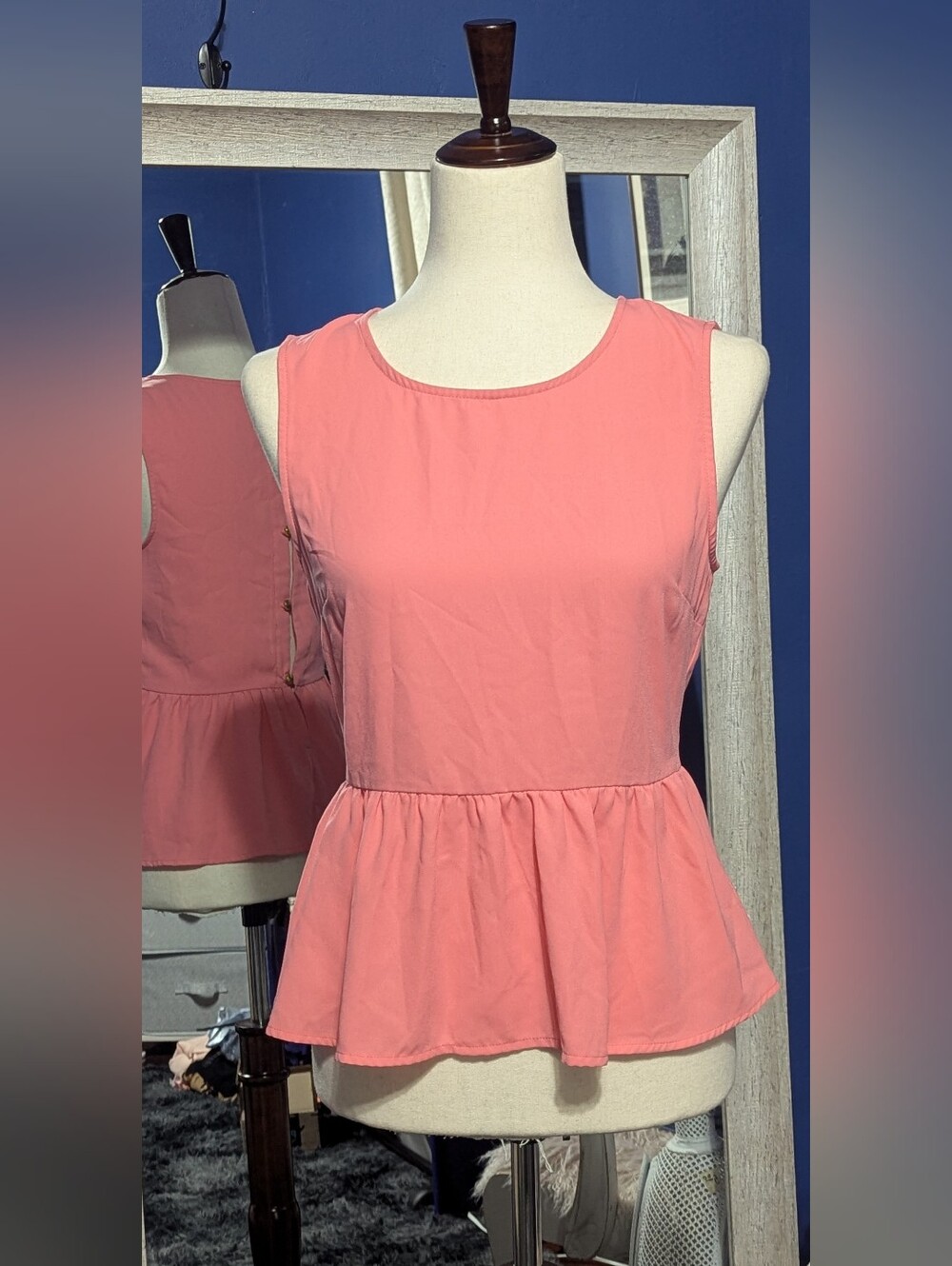 Forever 21 Coral Pink Sleeveless Peplum Top